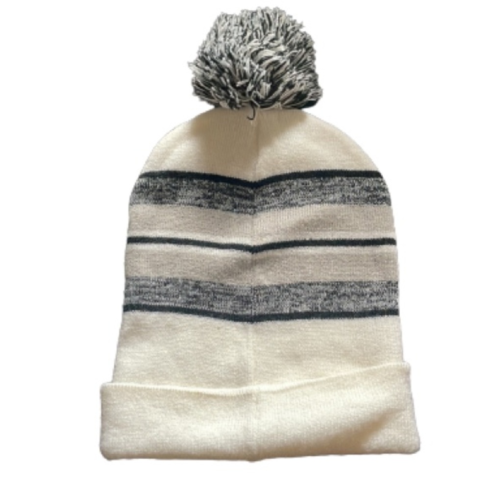City Hunter Black And White Striped Beanie